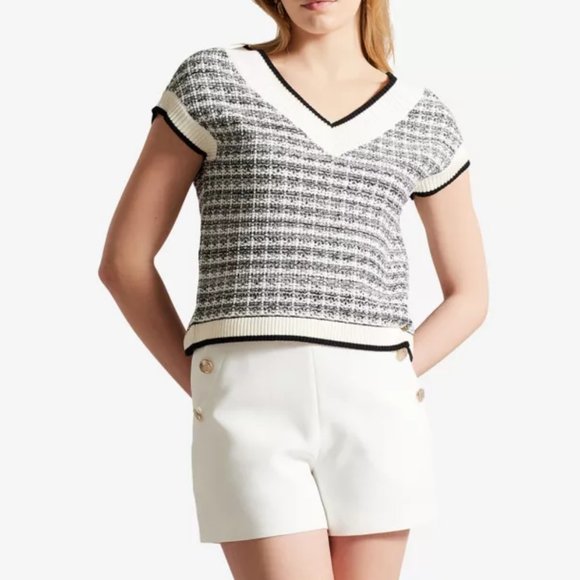 Ted Baker Lauryin Checked Knit Sweater Vest - Picture 1 of 4